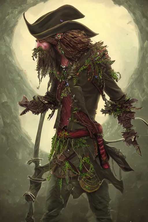 Image similar to fantasy plant pirate, highly detailed, digital art, sharp focus, trending on art station