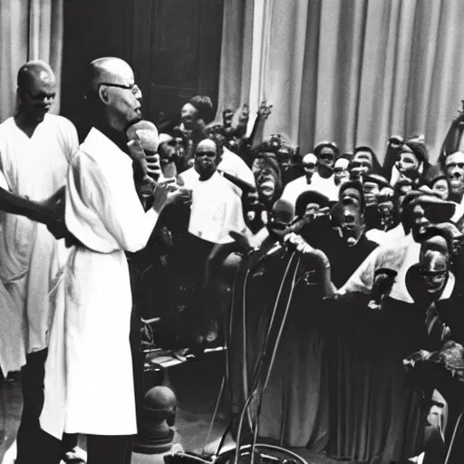 Prompt: Barack Obama having a rap battle against Ghandi, historical photo, 1962