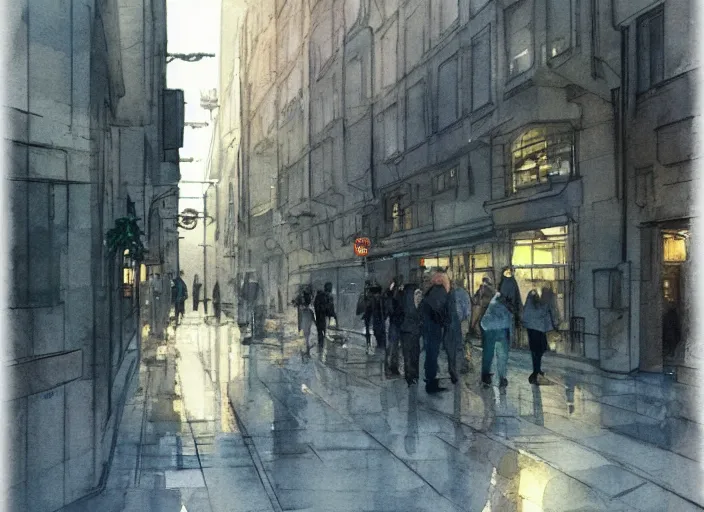 Image similar to concept art of street england city, pinterest, artstation trending, behance, watercolor, by coby whitmore *, silver, laser light *,