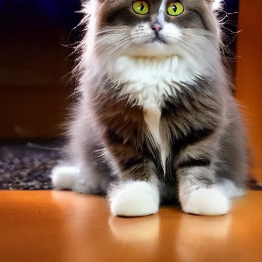 Image similar to cute fluffy cat with laser beams coming out of its eyes