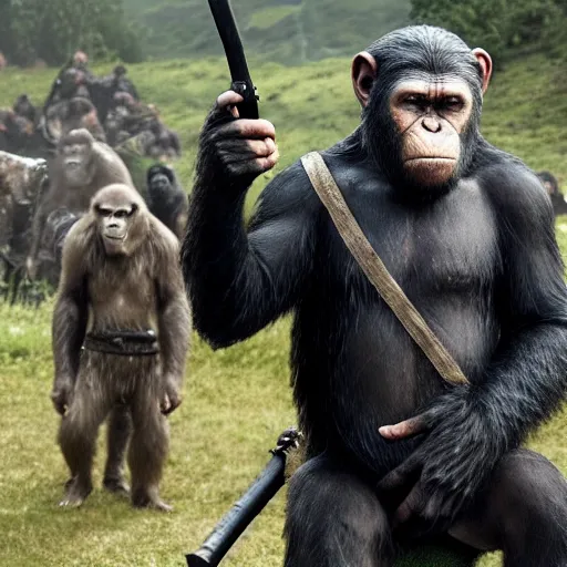 Image similar to planet of the apes In Vikings Very detailed 4K quality Super Realistic