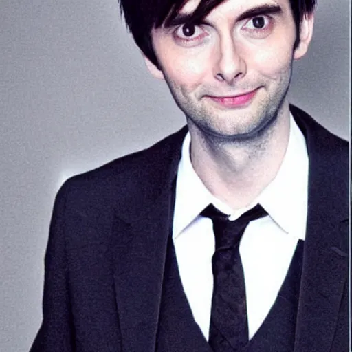 Prompt: photograph of a 2 5 year old david tennant in a tuxedo