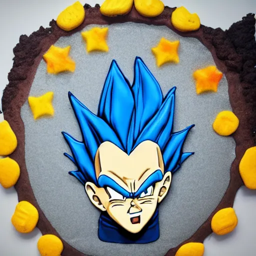 Prompt: Vegeta made from cookie, baking artwork, extremely detailed, 8k, trending on Artstation