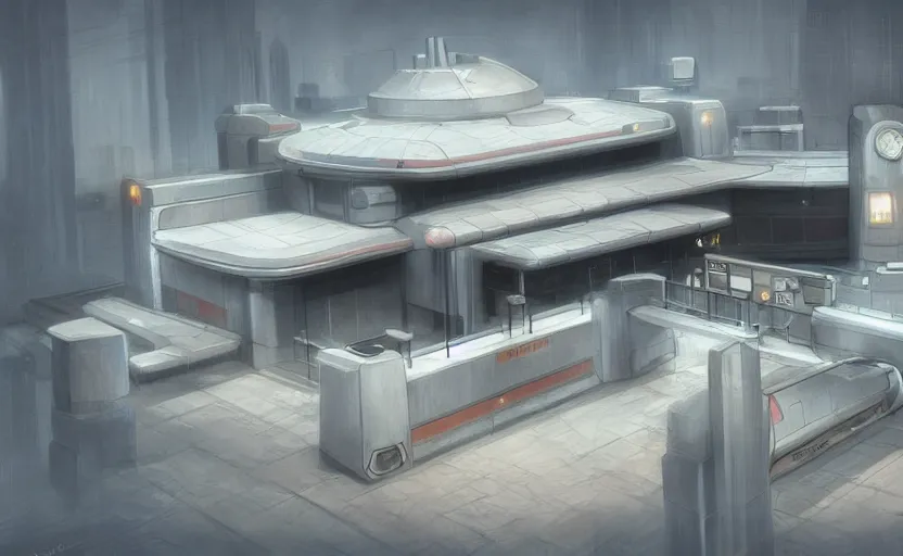 Prompt: Futuristic police station. By Frank Lloyd Wright, concept art, digital painting, unreal engine,highly detailded
