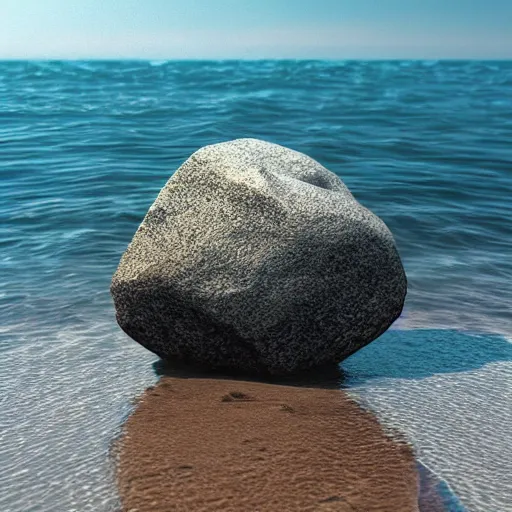 Image similar to a beautiful rock on the beach, octane render nvidia raytracing