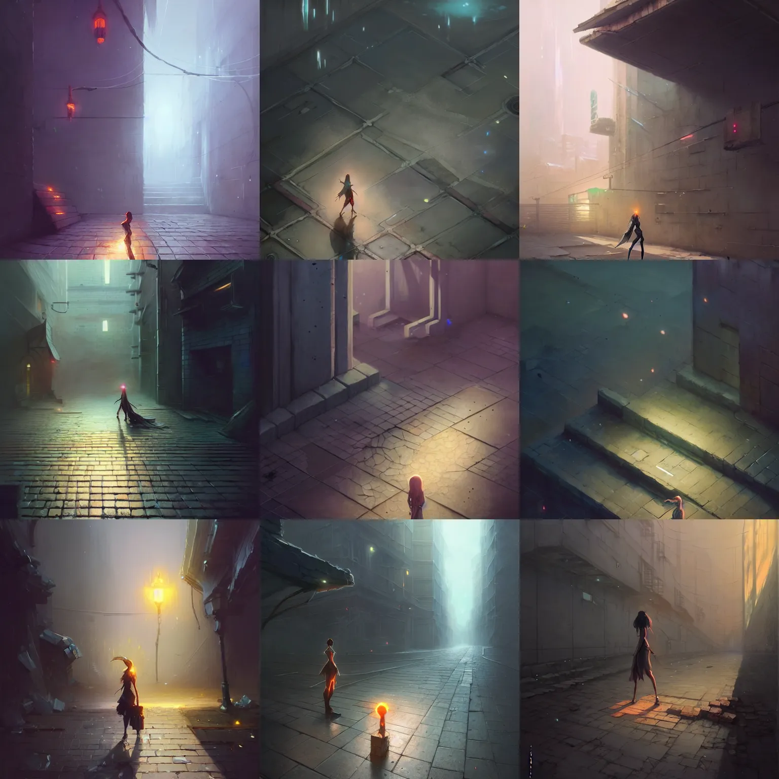 Prompt: a single concrete brick on the ground, art by wlop, greg rutkowski and peter mohrbacher, dramatic, extremely detailed shading, sharply focused, concept art, digital painting, trending on artstation, unreal engine 5, octane render, atmosphere, glow, cinematic lighting, full of color