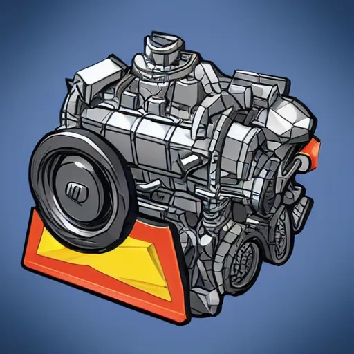 Image similar to car engine concept, comic card style, Hearthstone card, lowpoly