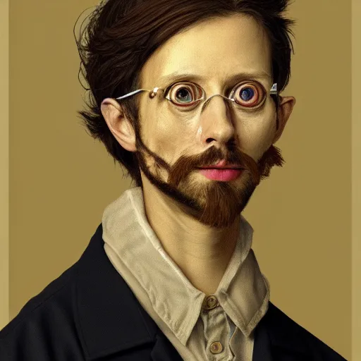 Prompt: highly detailed masterpiece portrait of a scientist with histrionic personality disorder, trending on artstation.