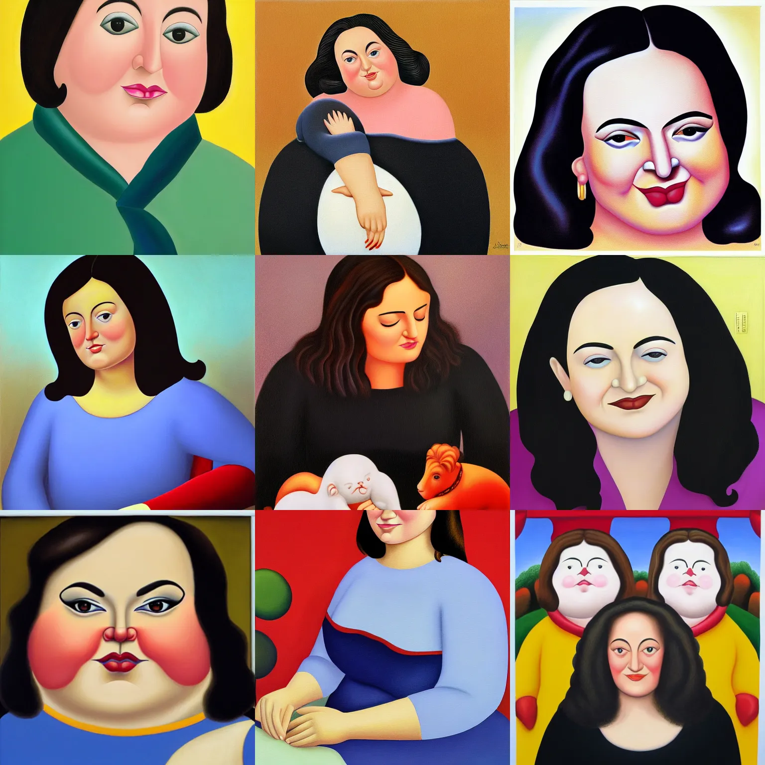 Prompt: Sheryl Sandberg, painting by Fernando Botero