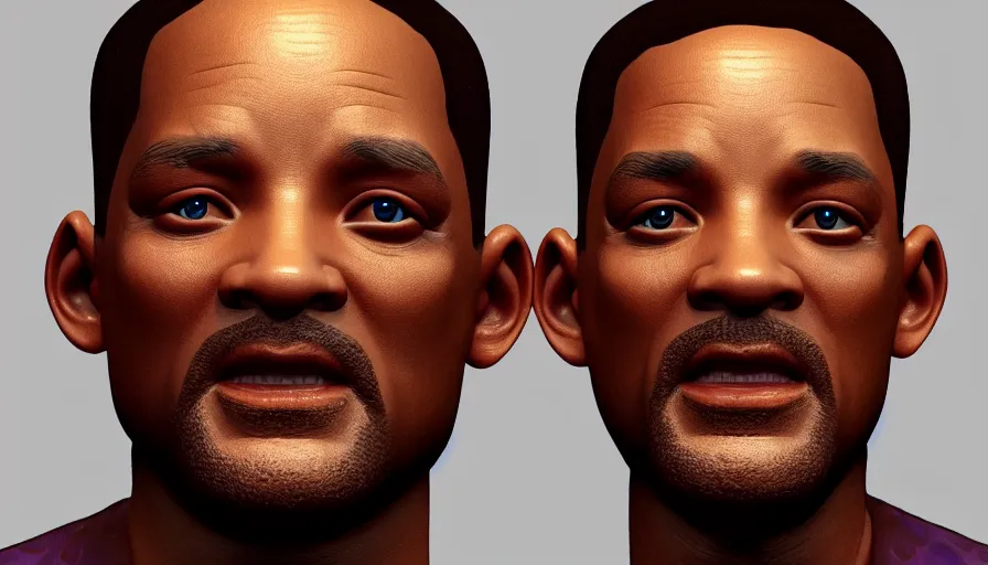 Prompt: hand painted bust of will smith, white background, hyperdetailed, artstation, cgsociety, 8 k