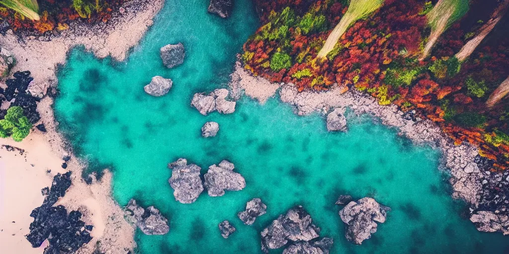 Image similar to nature landscape, aerial view, drone photography, cinematic, mountains and ocean