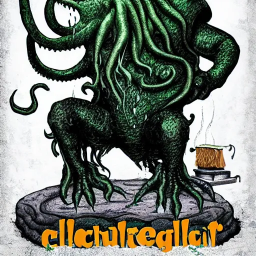 Image similar to Cthulhu eating a cheeseburger, photo realistic, award-winning, highly-detailed, epic, cinematic, dramatic