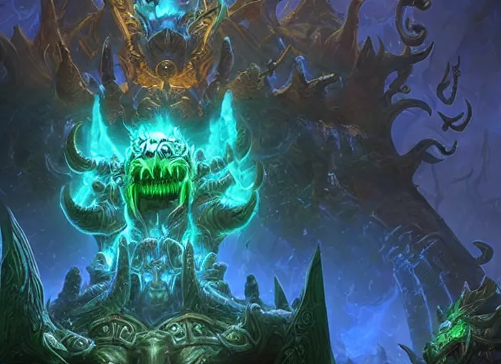 Prompt: donald trump as old god yogg - saron in world of warcraft