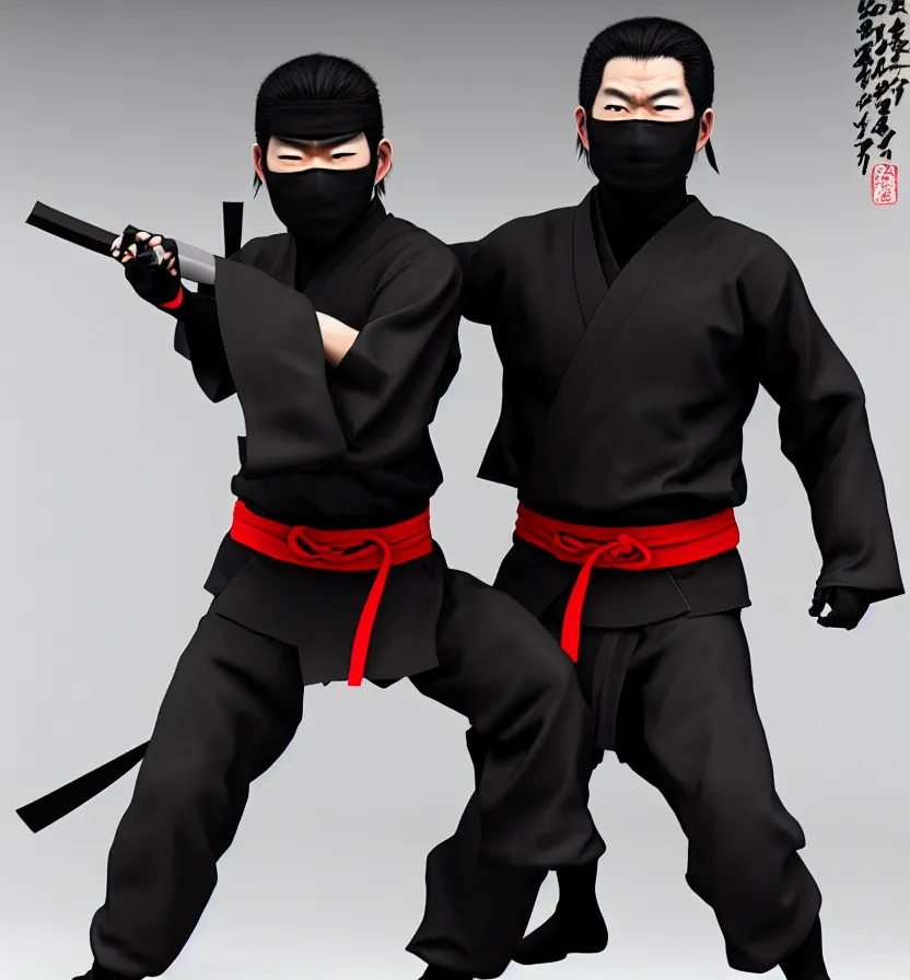 Image similar to japanese ninja kaneshiro takeshi, full body, realistic highly detailed photography 8 k