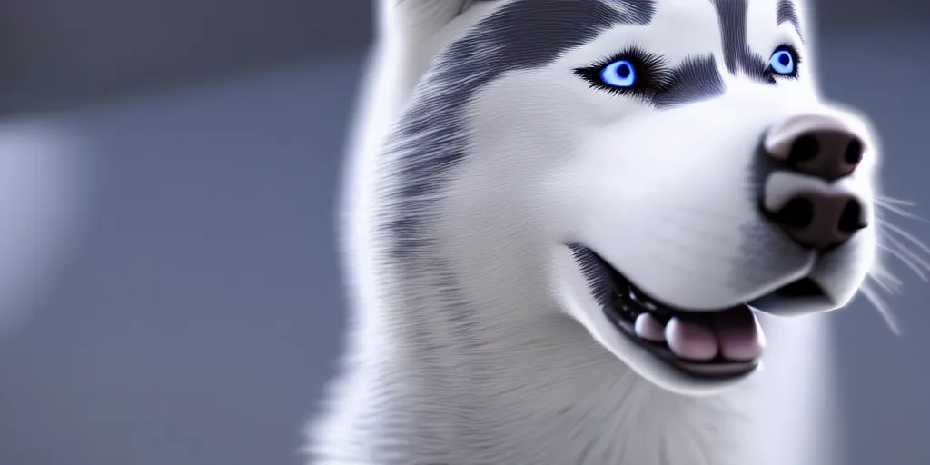Image similar to a portait picture of Siberian Husky Dog, high quality, highly detailed, unreal engine, 4K quality