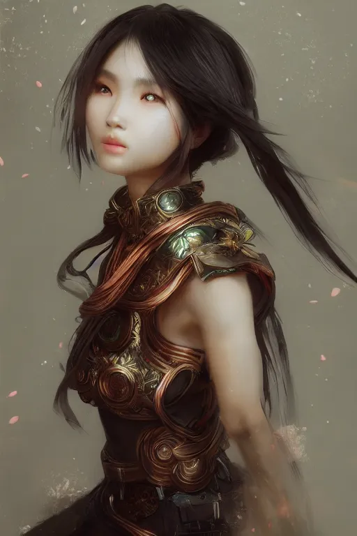 Image similar to portrait of a beautiful asian girl, anime, ruan jia, wlop, sha xi, fantasy, hyper detailed, octane render, concept art, ornaments, artstation