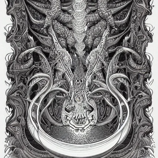 Prompt: a painting of a dragon in a frame, digital art by joe fenton, alex grey, behance contest winner, psychedelic art, psychedelic, lovecraftian, biomorphic, intricate, detailed