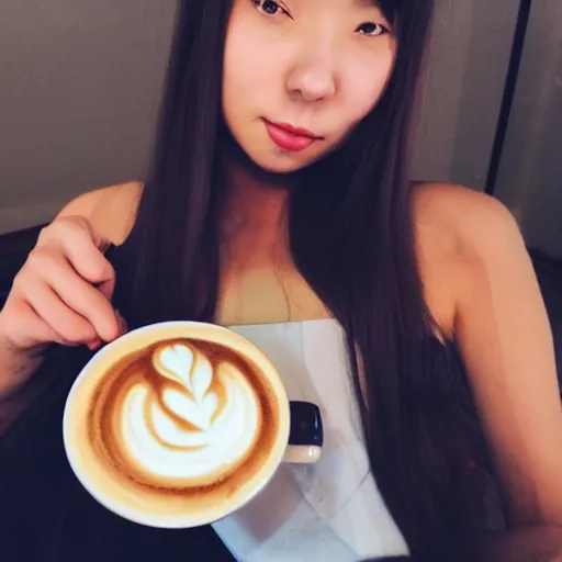 Prompt: anime girl with a latte