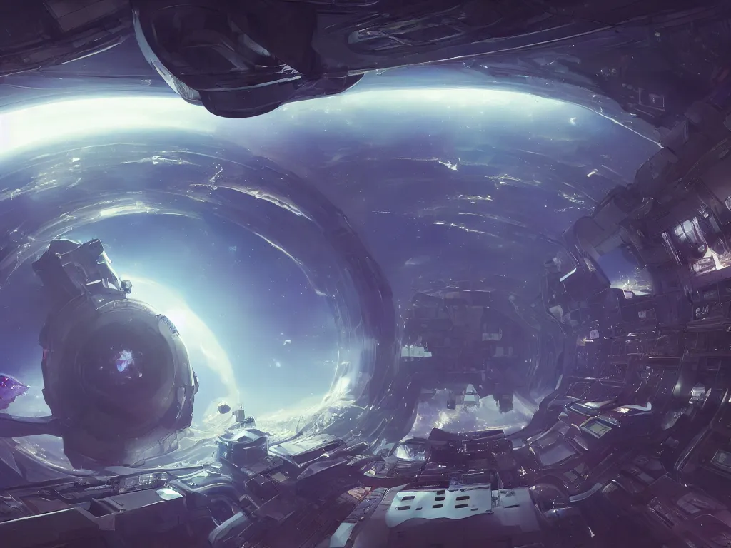 Image similar to inside a space station designed by apple with a magnificent view through a panoramic window of a planet surface and space with star nebulae, stunning futuristic art, octanrender, highly detailed, excellent composition, cinematic concept art, dramatic lighting, trending on artstation
