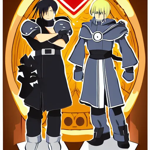 Image similar to vector drawing, full metal alchemist al and alphons