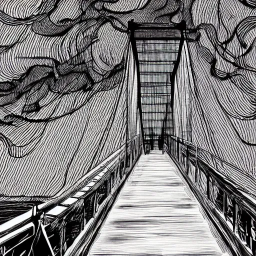 Image similar to the bridge, trending on artstation, junji ito 4 k