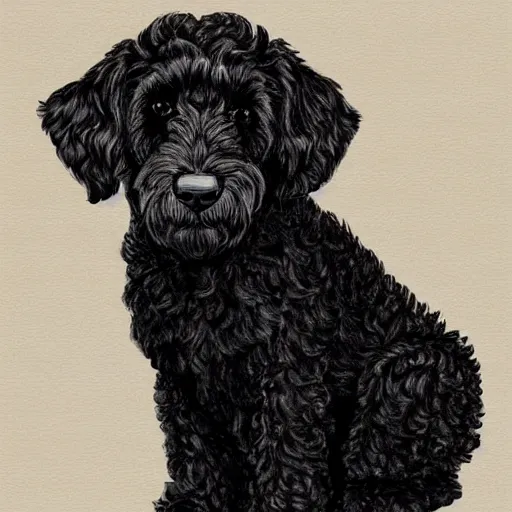 Image similar to black goldendoodle dog, high detail