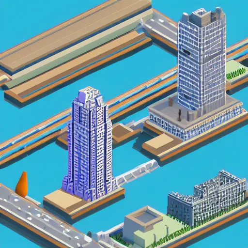 Prompt: new york city skyline, simple voxel art, isometric view