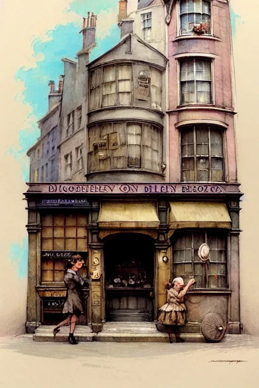 Image similar to (((((1950s Diagon Alley . muted colors.))))) by Jean-Baptiste Monge !!!!!!!!!!!!!!!!!!!!!!!!!!!