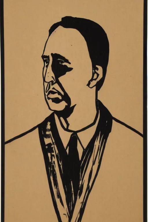 Image similar to Portrait of Nicholas Cage, Japanese woodblock print