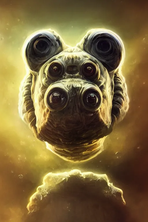 Image similar to oil portrait of a tardigrade, epic, cinematic, elegant, highly detailed, featured on artstation