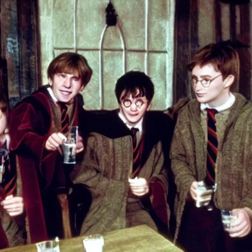 Image similar to harry potter drinking with the lads