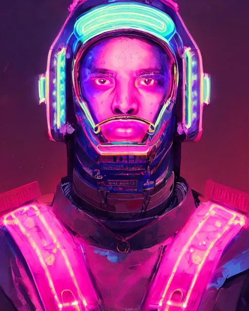 Image similar to detailed portrait Neon Emperor Caesar, cyberpunk futuristic neon, reflective pink and blue coats, decorated with traditional Rome ornaments, burning Rome behind by Ismail inceoglu dragan bibin hans thoma greg rutkowski Alexandros Pyromallis Nekro Rene Maritte Illustrated, Perfect face, fine details, realistic shaded, fine-face, pretty face