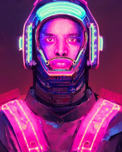 Prompt: detailed portrait Neon Emperor Caesar, cyberpunk futuristic neon, reflective pink and blue coats, decorated with traditional Rome ornaments, burning Rome behind by Ismail inceoglu dragan bibin hans thoma greg rutkowski Alexandros Pyromallis Nekro Rene Maritte Illustrated, Perfect face, fine details, realistic shaded, fine-face, pretty face