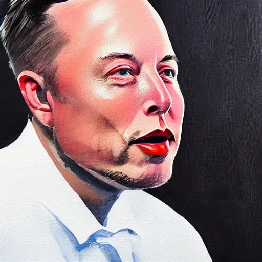 Image similar to painting of Elon Musk with no Hair
