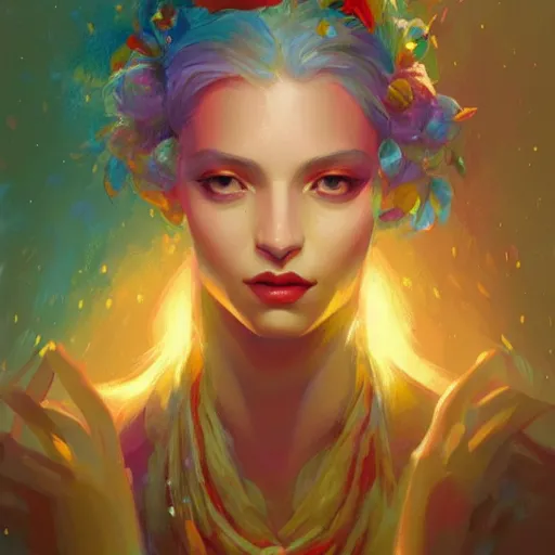 Prompt: colorful and festive captivating mirror. rich vivid colors, ambient lighting, dynamic lighting, 4 k, atmospheric lighting, painted, intricate, highly detailed by charlie bowater