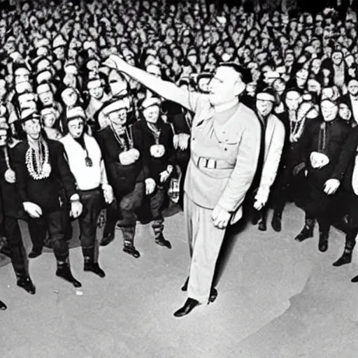 Image similar to Hitler wearing gold chains in a rap battle