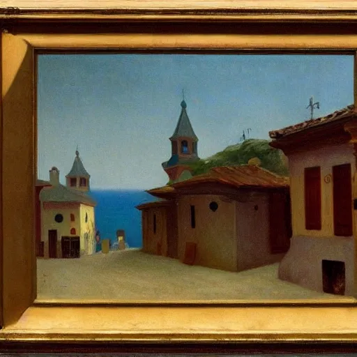 Prompt: A Spanish village. By Carl Gustav Carus, Edward Hopper.