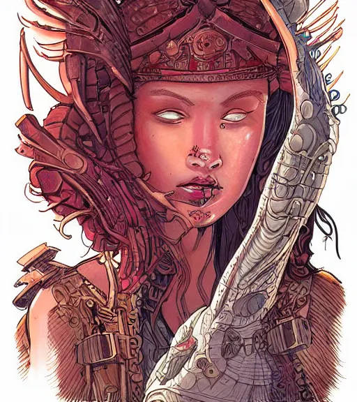 Image similar to “princess of Mars” detailed illustration, character portrait, graffiti art by Martin Grip and Moebius