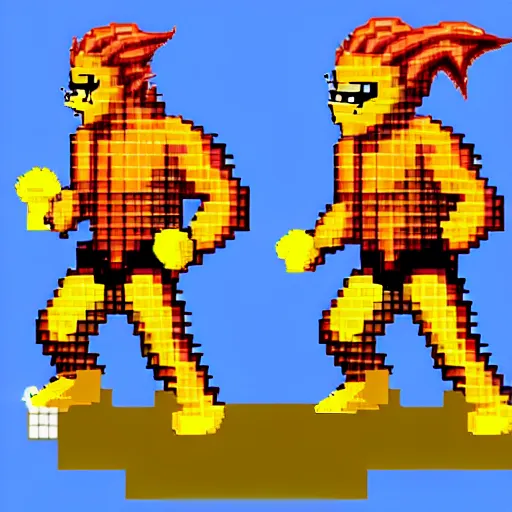 Image similar to street sharks 2d capcom fighting game sprite, pixel art