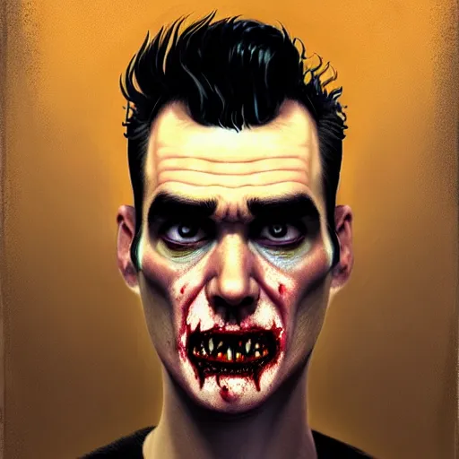 Prompt: portrait of a slim of morrissey from the smiths as a zombie with a quiff, 7 days to die zombie, fine art, award winning, intricate, elegant, sharp focus, cinematic lighting, digital painting, 8 k concept art, art by z. w. gu, art by brom, art by michael hussar, 8 k