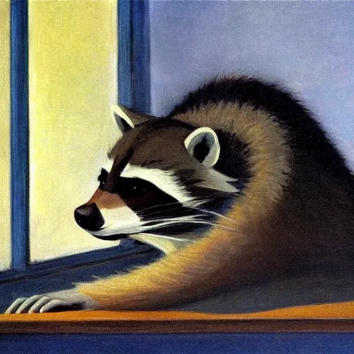 Image similar to raccoon by Edward hopper