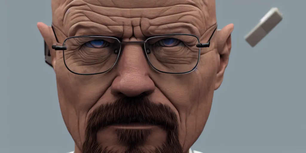 Image similar to walter white in 3 d, blender, octane render, 3 d render, realistic, unreal engine, trending on sketchfab, studio light, 4 k, 8 k