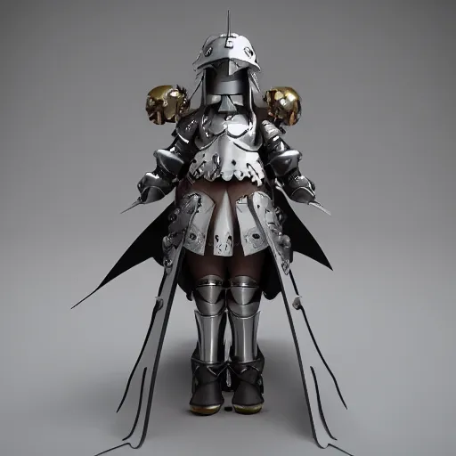 Image similar to cute fumo plush of a knight of a royal legion, knight armor, anime girl with long hair, matcap metal reflectance, vray