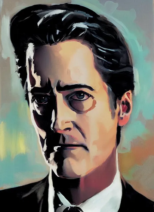 Image similar to portrait of kyle maclachlan as dale cooper by phil hale