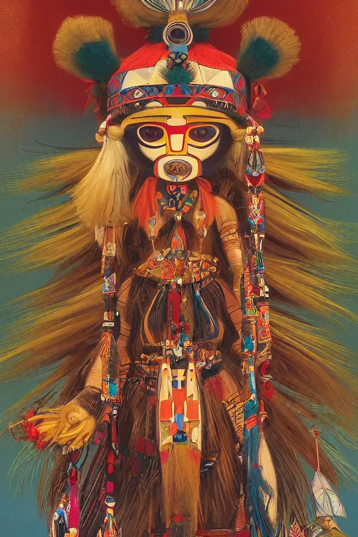 Prompt: A beautiful painting of Hopi kachina dolls, symmetrical features, cinematic lighting, soft bokeh, fantasy, modern, colourful, highly detailed, digital painting, artstation, deviantart, concept art, sharp focus, illustration, by alphonse mucha