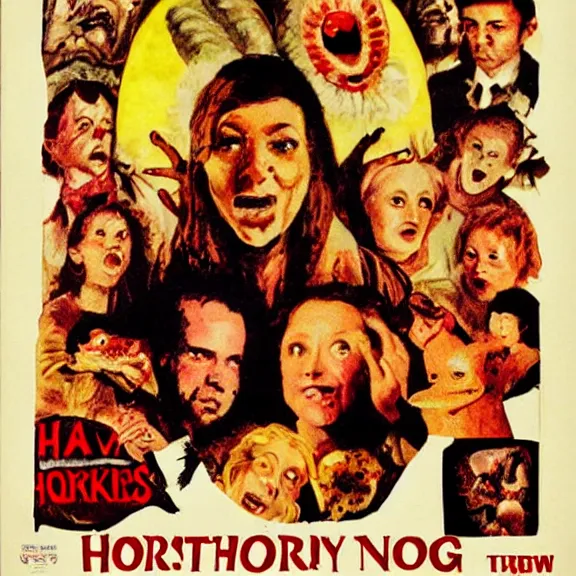 Prompt: a horror movie poster about Thanksgiving turkeys