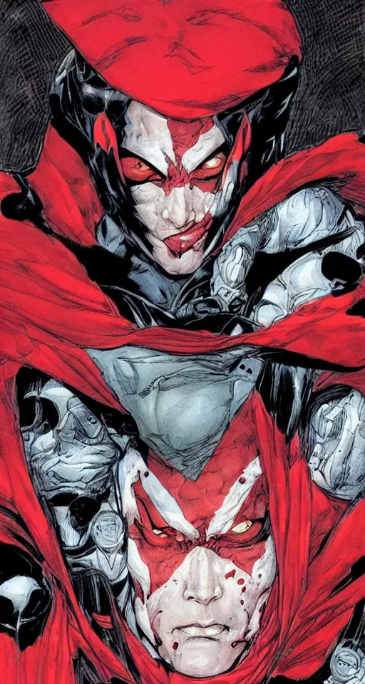 Prompt: a beautiful portrait of Todd Mcfarlane's Spawn, in Travis Charest style