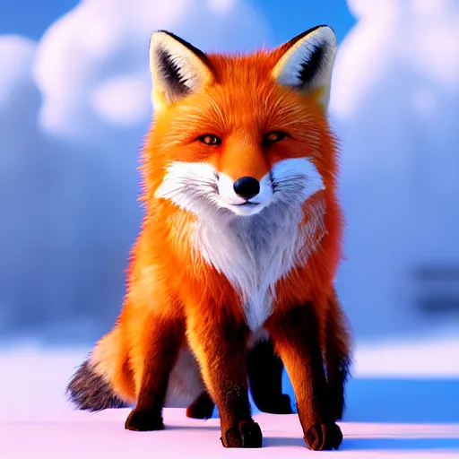 Image similar to portrait of the cutest red fox ever, fluffy, photorealistic, soft lighting, unreal engine