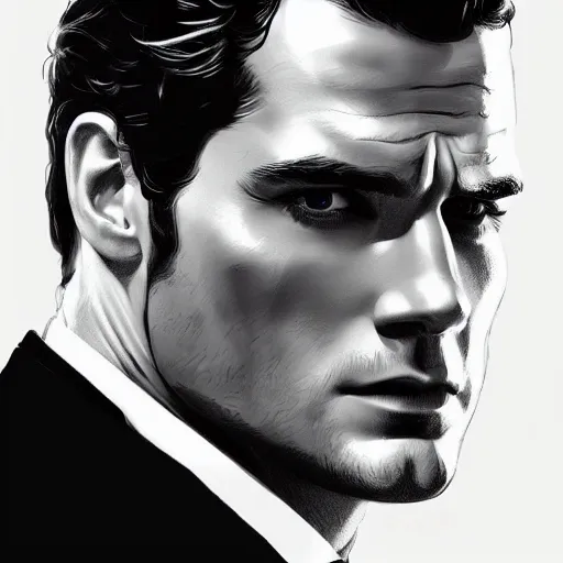 Image similar to henry cavill as james bond, portrait, highly detailed, digital painting, artstation, concept art, sharp focus, illustration, art , style of saturday evening post cover