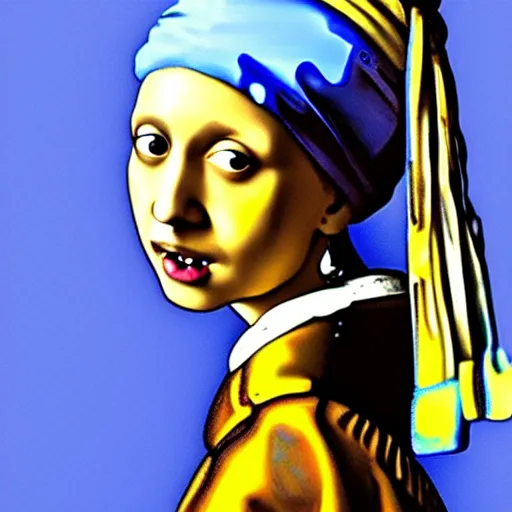 Image similar to Eric Andre painted as the Girl with a Pearl Earring by Johannes Vermeer